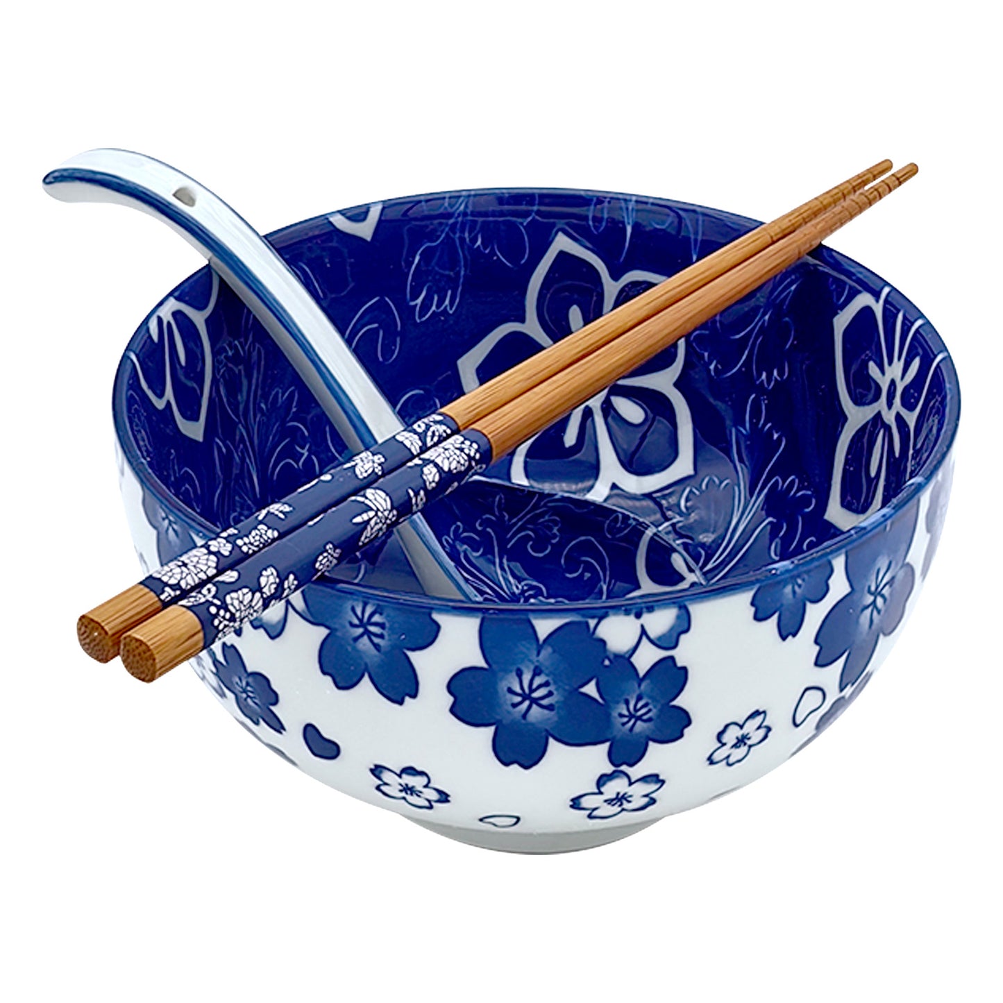 KeQiu Ceramic Japanese Bowl with Non-slip Spoon and Chopsticks, 6 Inch Cereal Bowl for Soup, Oatmeal, Fruit and Rice, Dishwasher & Microwave Safe, Spiral Pattern, 24 Oz Bowl with Spoon and Chopsticks